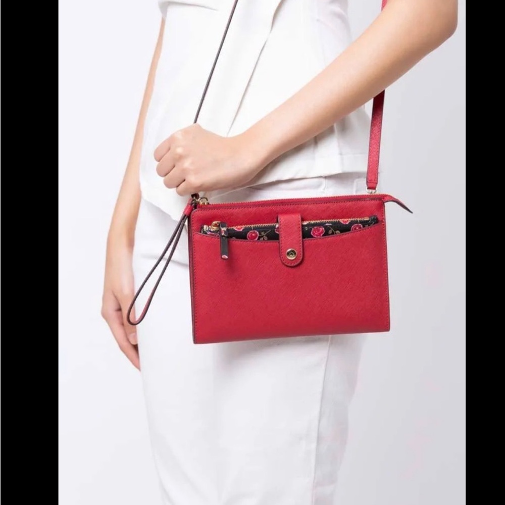 Kate Spade Cherry Red Leather w/ Rose Insert - Laurel Way Roxanna Crossbody